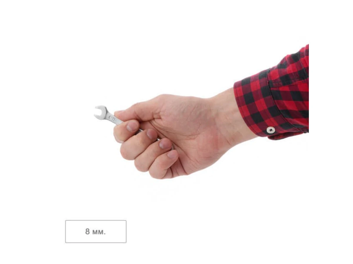 Ключ комбінований 8 мм, CrV, покриття Сатин-хром PROF DIN3113 INTERTOOL XT-1008 