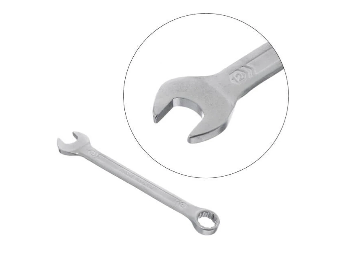 Ключ комбінований 12 мм, CrV, покриття Сатин-хром PROF DIN3113 INTERTOOL XT-1012 