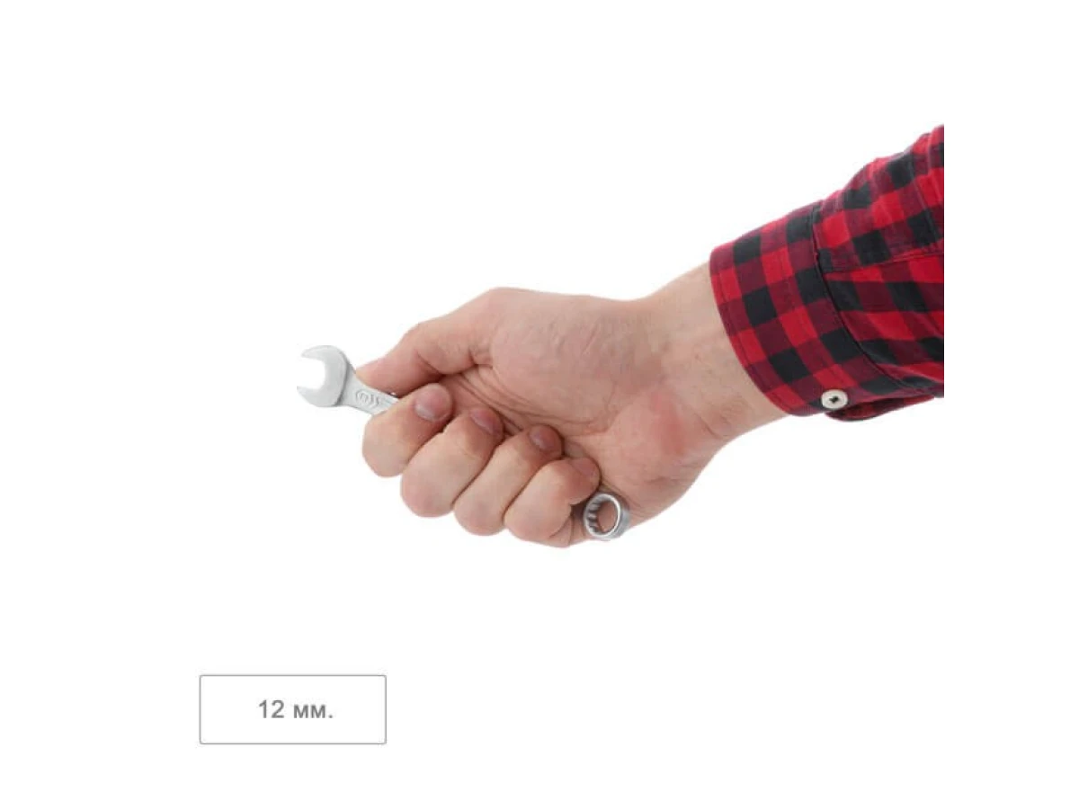 Ключ комбінований 12 мм, CrV, покриття Сатин-хром PROF DIN3113 INTERTOOL XT-1012 