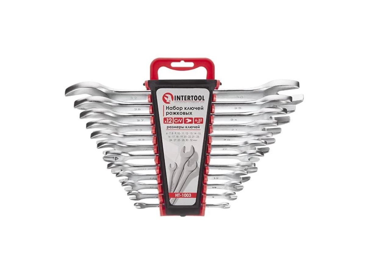 Набір ключів ріжкових, 12 шт 6-32 мм CrV INTERTOOL HT-1003 