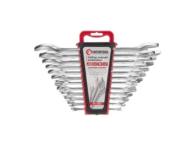 Набір ключів ріжкових, 12 шт 6-32 мм CrV INTERTOOL HT-1003