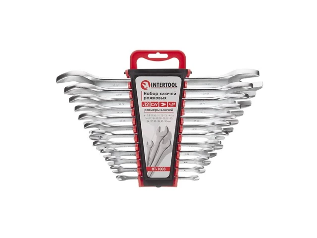 Набір ключів ріжкових, 12 шт 6-32 мм CrV INTERTOOL HT-1003 