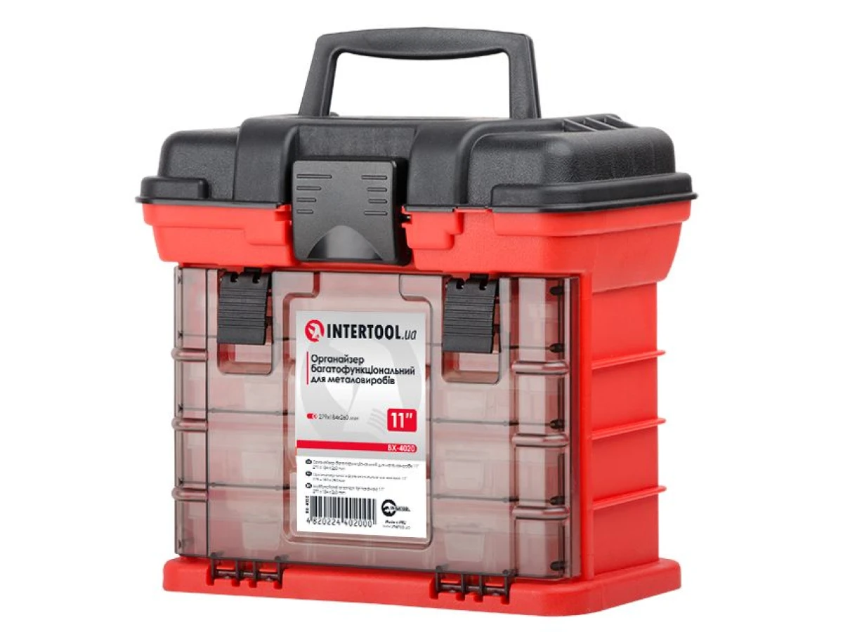 Органайзер для метизов с выдвижными секциями 11", 279*184*260 мм INTERTOOL BX-4020 