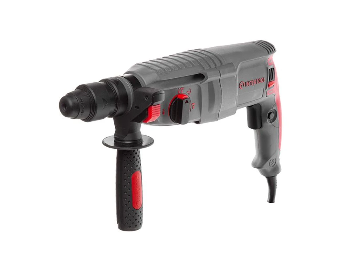 Перфоратор 850 Вт, 3.2 Дж, 0-900 об/мин, 0-4400 уд/мин, 3 режима, SDS plus, съемный быстрозажимной патрон INTERTOOL DT-0184 