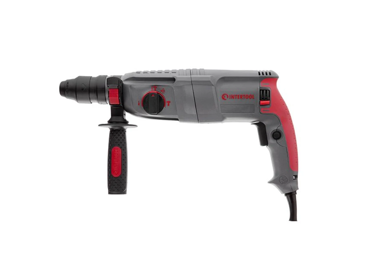 Перфоратор 850 Вт, 3.2 Дж, 0-900 об/мин, 0-4400 уд/мин, 3 режима, SDS plus, съемный быстрозажимной патрон INTERTOOL DT-0184 