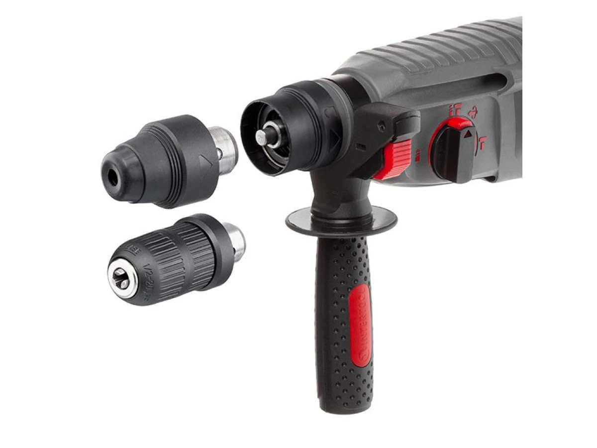 Перфоратор 850 Вт, 3.2 Дж, 0-900 об/мин, 0-4400 уд/мин, 3 режима, SDS plus, съемный быстрозажимной патрон INTERTOOL DT-0184 