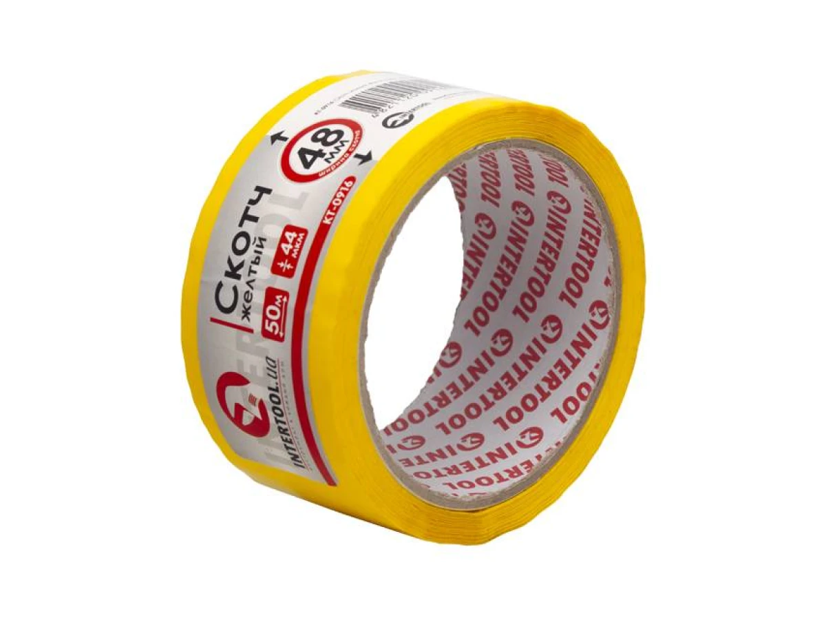 Скотч жовтий 48мм * 50м * 44 мкм INTERTOOL KT-0916 