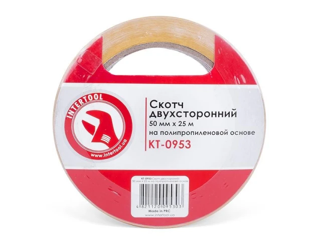 Скотч двосторонній 50мм * 25м на поліпропіленовій основі INTERTOOL KT-0953 
