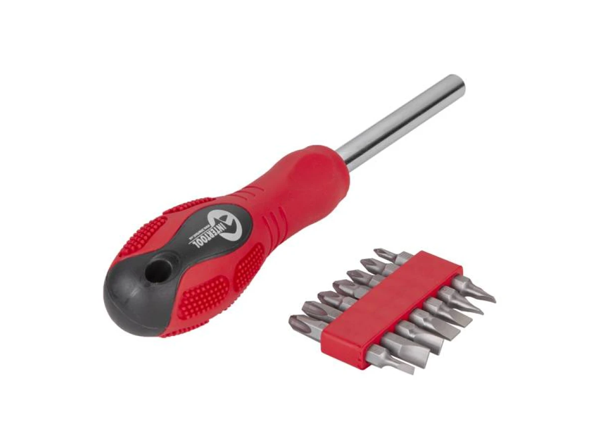 Отвертка магнитная 1/4", 10*50 мм, с комплектом насадок 15 ед., Cr-V INTERTOOL HT-0415 