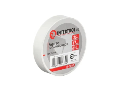 Стрічка ізоляційна, 17 мм * 25 м *0,15 мм, біла INTERTOOL IT-0063