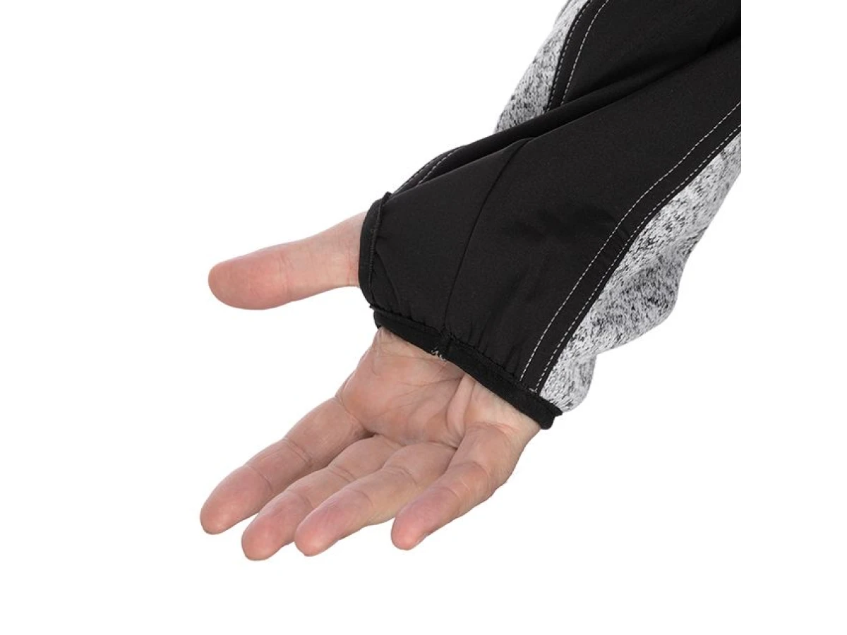 Куртка в'язана SOFTSHELL сірого кольору з чорними вставками, тканина - 100% поліестер 270 G, з кишенею на грудях і двома бічними, розмір L INTERTOOL SP-3113 