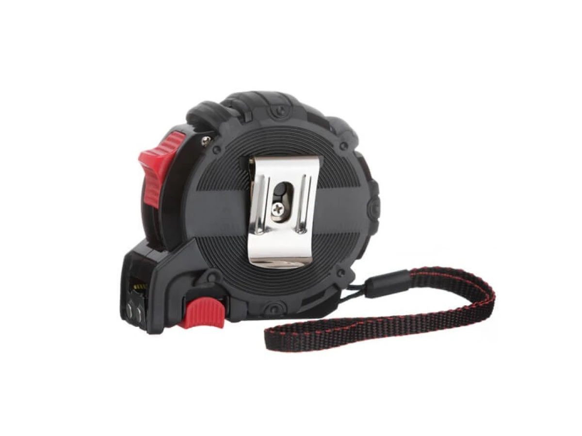 Рулетка з металевим полотном покритим нейлоном і магнітами на зачепі 5м * 25мм STORM INTERTOOL MT-0826 