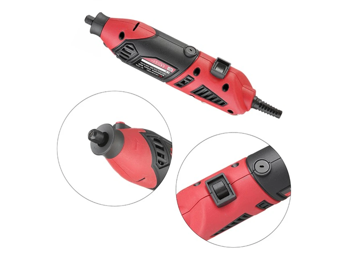 Шліфмашина пряма (гравер), 170 Вт, 8000-35000 об/хв, 120 од, кейс, стійка, гнучкий вал, насадка для фрезерування. INTERTOOL WT-0516 