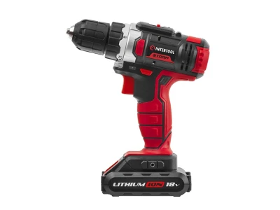 Дриль-шурупокрут акумуляторний Li-Ion 18 В, 25 Nm, 0-400/0-1500 об/хв., 1,3 Аг INTERTOOL WT-0313