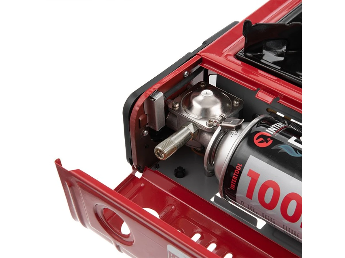 Плита газовая одноконфорочная, пьезоподжиг, под газовые баллоны бутан и пропан-бутан INTERTOOL GS-0001 