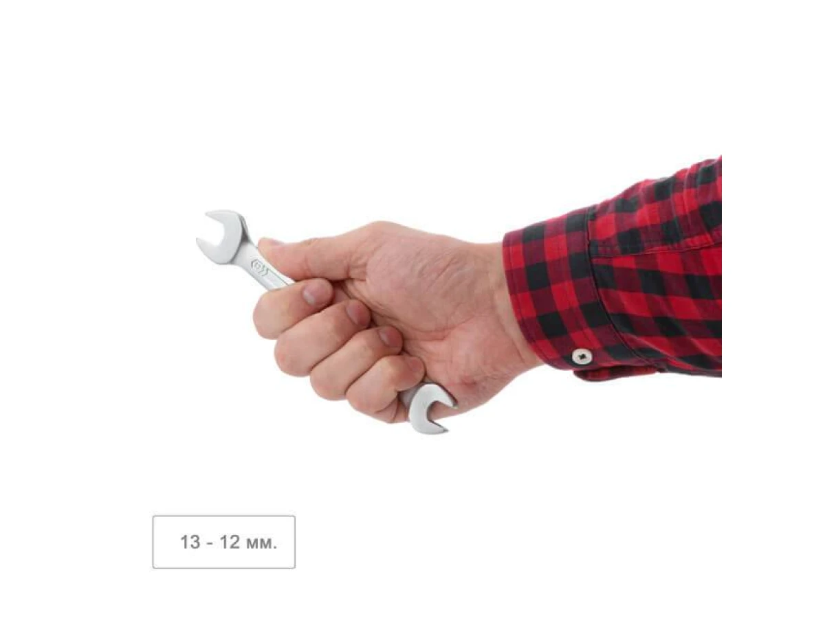 Ключ рожковый 12-13 мм Cr-V, покрытие сатин-хром; PROF DIN3113 INTERTOOL XT-1112 