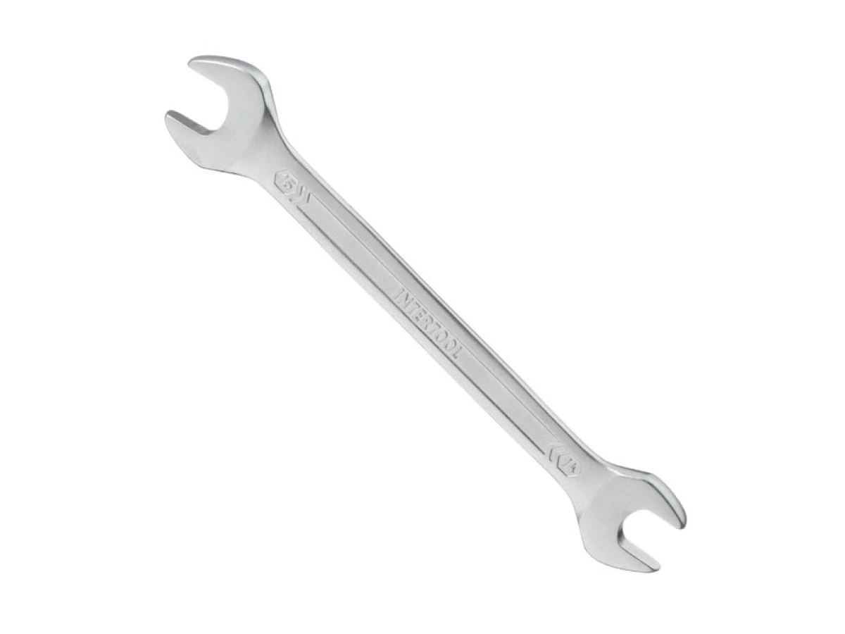 Ключ рожковый 14-15 мм Cr-V, покрытие сатин-хром; PROF DIN3113 INTERTOOL XT-1114 