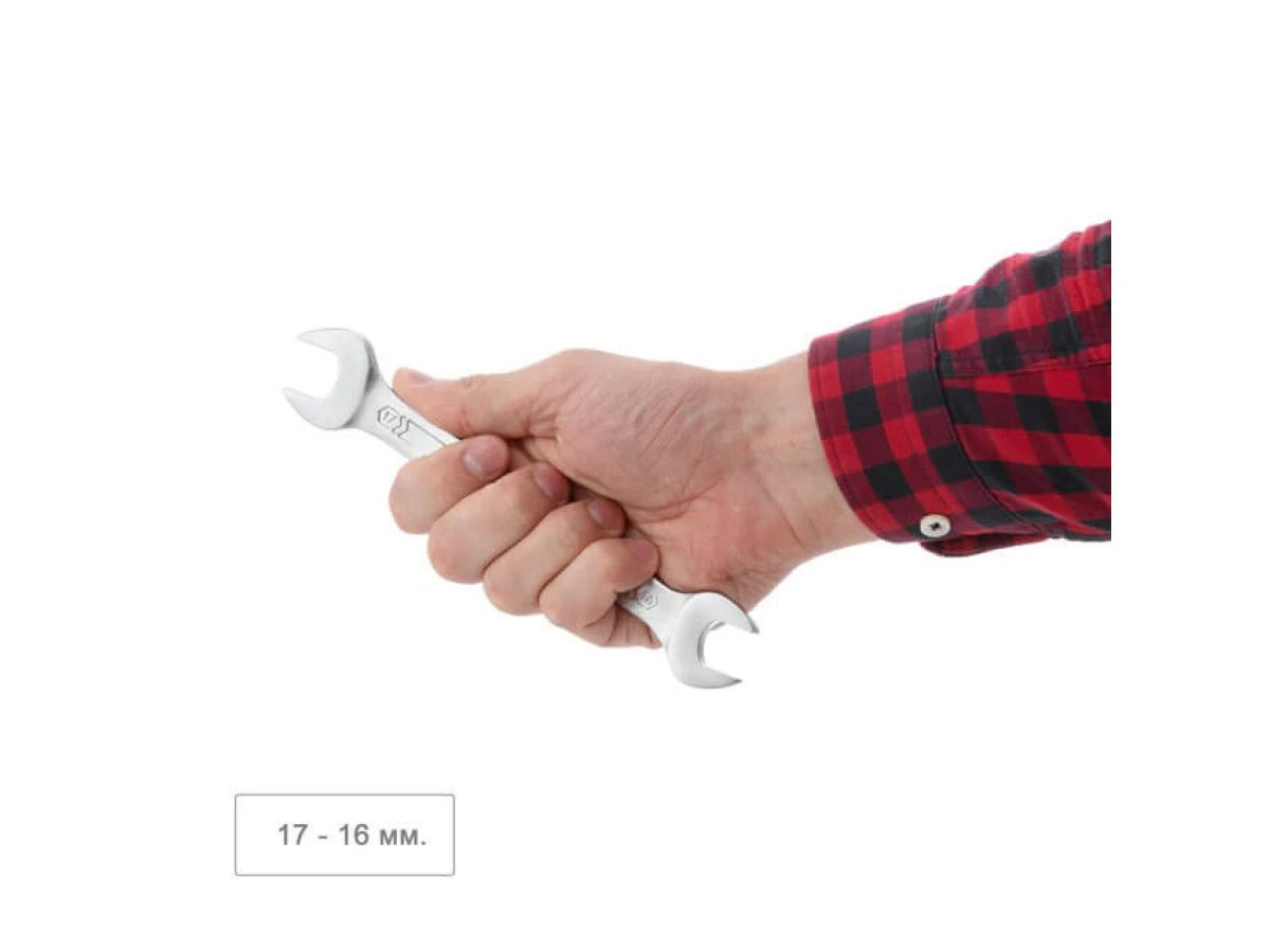 Ключ ріжковий 16х17 мм Cr-V, покриття сатин-хром, PROF DIN3113 INTERTOOL XT-1116 