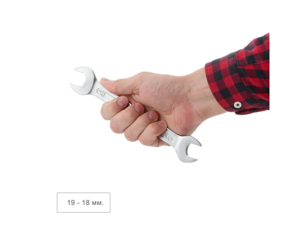 Ключ ріжковий 18х19 мм CrV, покриття сатин-хром, PROF DIN3113 INTERTOOL XT-1118 