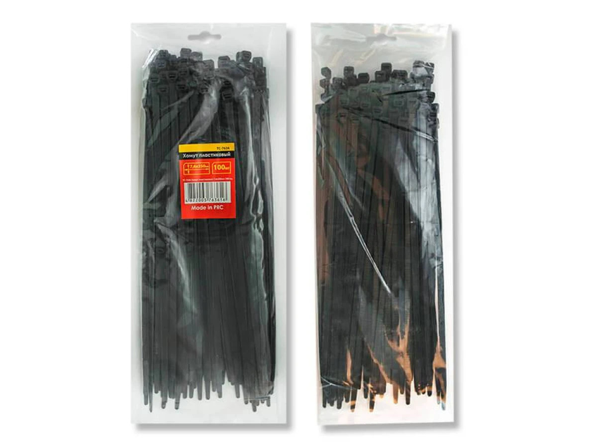 Хомут пластиковый 3,6*200 мм (100 шт/уп.), черный INTERTOOL TC-3621 