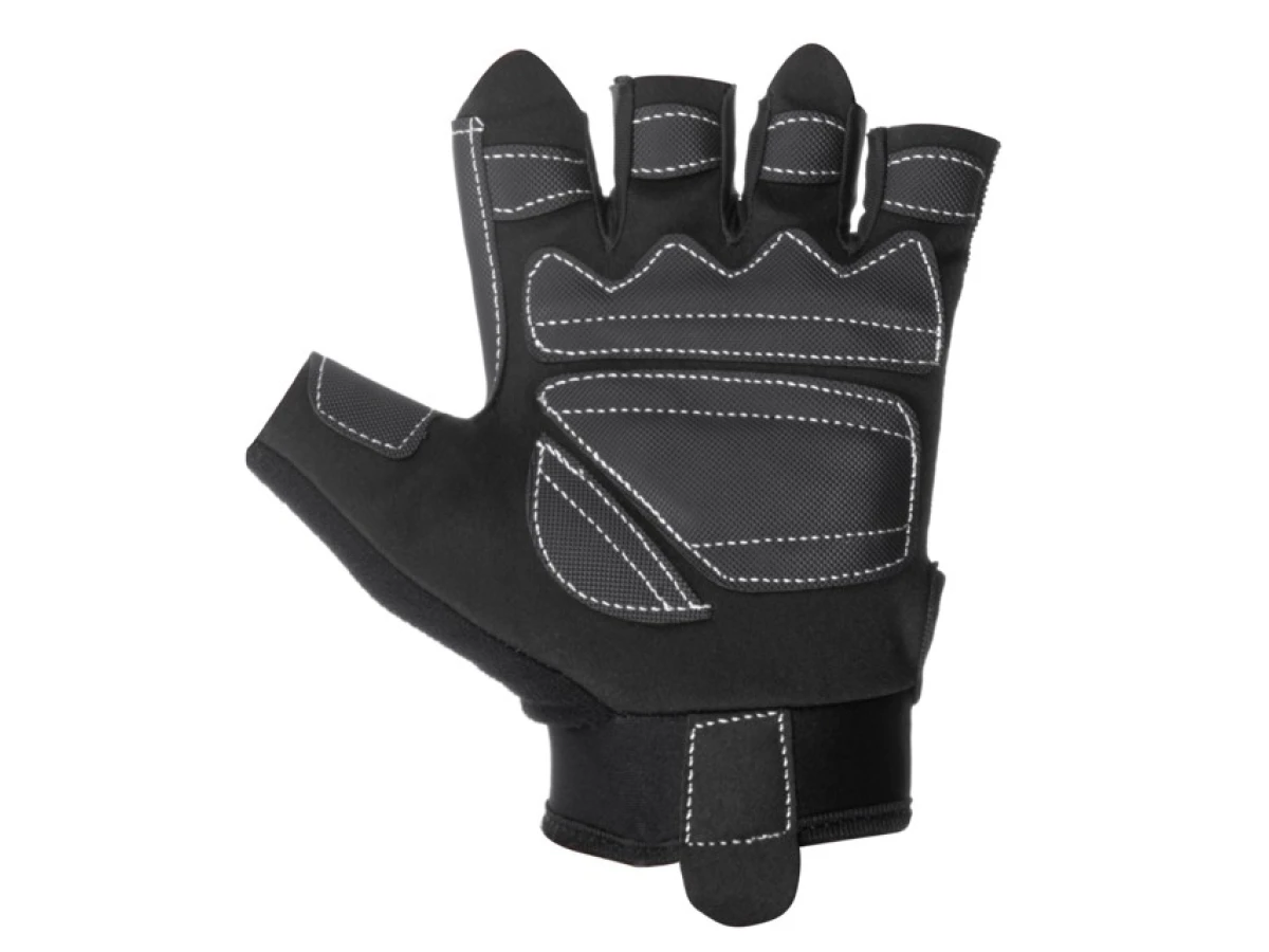 Перчатка без пальцев, экокожа "amara ", защитные вставки на ладони,вставки на тыльной стороне ладони из спандекса и неопрена, фиксация ремешком на липучке INTERTOOL SP-0145 