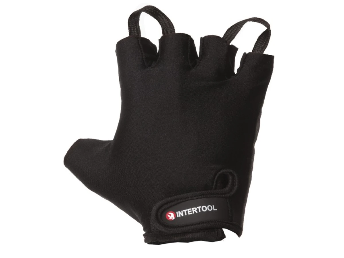 Перчатка без пальцев, экокожа "amara", защитные вставки на ладони, вставки из лайкры на тыльной стороне ладони, фиксация ремешком на липучке INTERTOOL SP-0146 