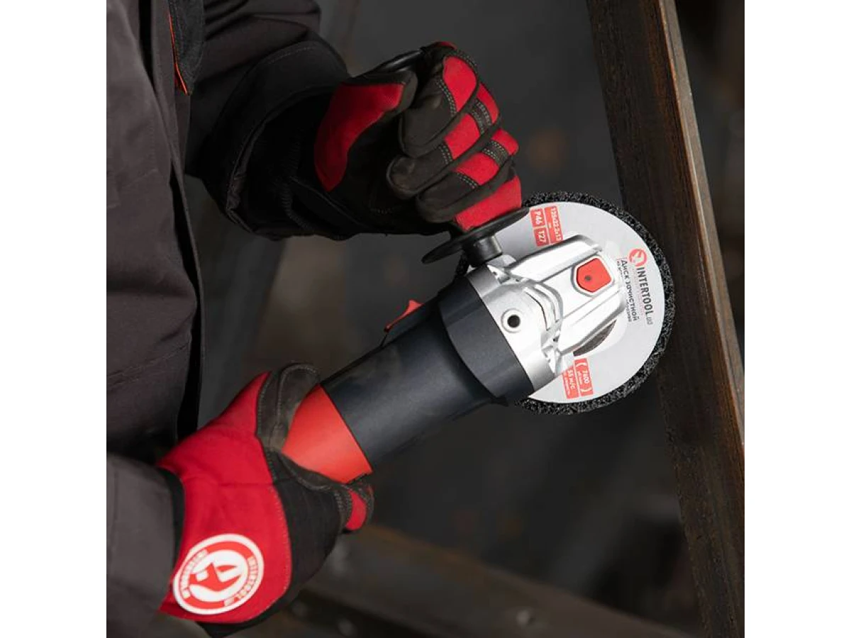 Перчатка Microfiber тканевая красная с черными вставками спандекса на ладони утолщенное неопреном 10" INTERTOOL SP-0143 