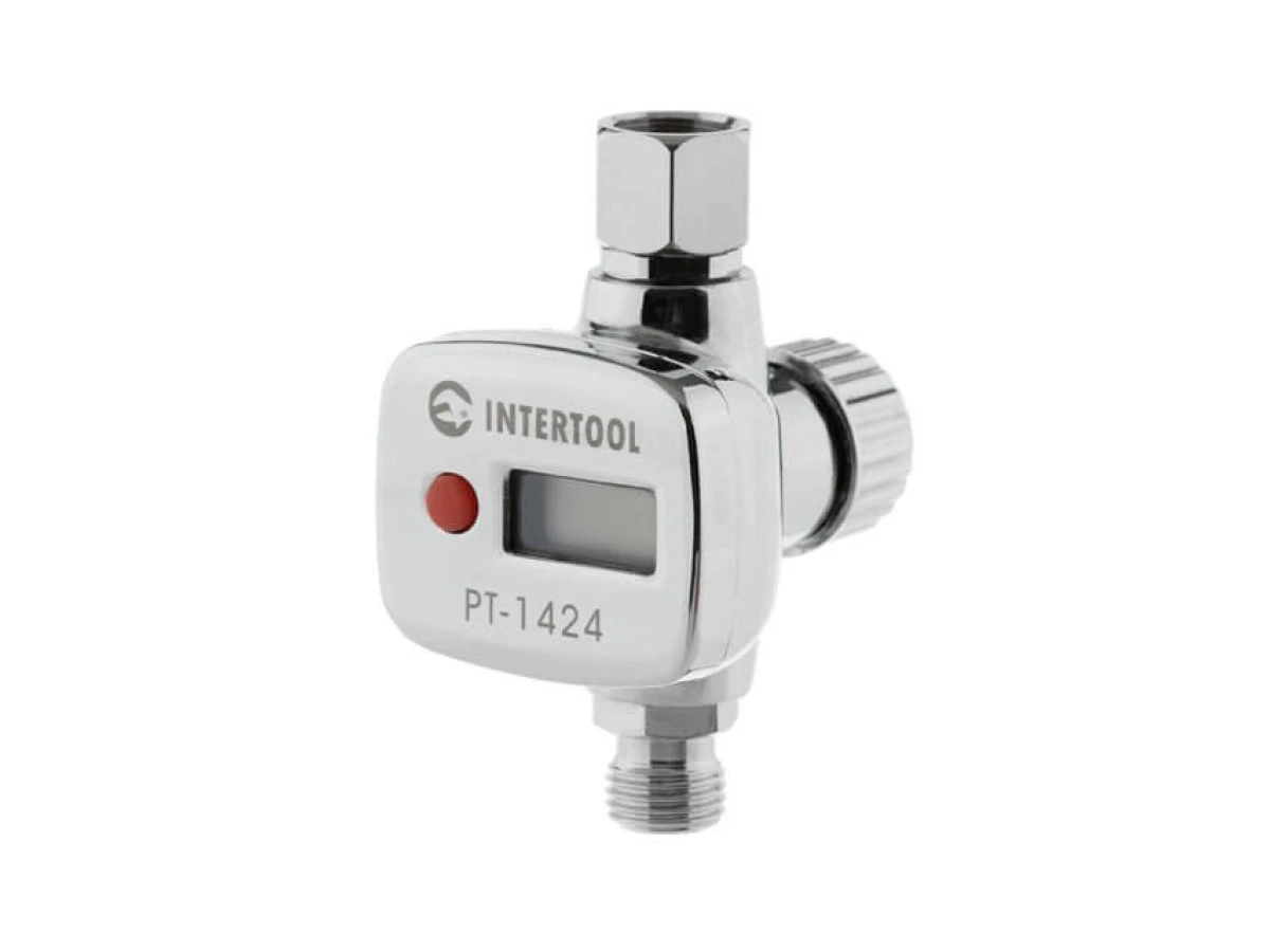 Регулятор тиску з цифровим манометром для пістолетів фарбувальних, професійний, 1/4" INTERTOOL PT-1424 