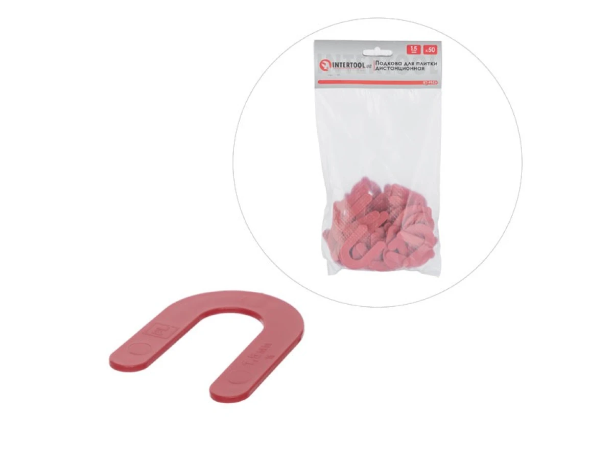 Підкова для плитки дистанційна 1,5 мм, 50 шт INTERTOOL KT-4941 