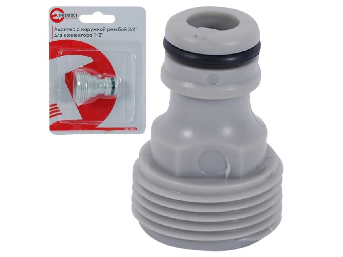 Адаптер із зовнішньою різьбою 3/4" на конектор 1/2" INTERTOOL GE-1002 
