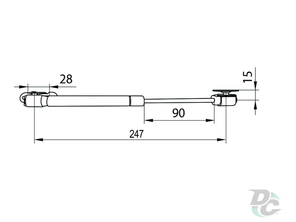 Амортизатор газовый для ДСП 40N открывание вверх 