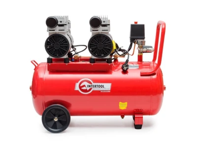 Компресор 50 л, 2x0.75, 220 В, 8aтм, 270 л/хвил, малошумний, безмасляний, 4 циліндри INTERTOOL PT-0023