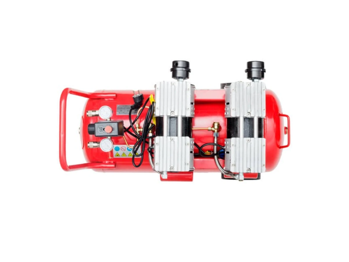Компресор 50 л, 2x0.75, 220 В, 8aтм, 270 л/хвил, малошумний, безмасляний, 4 циліндри INTERTOOL PT-0023 