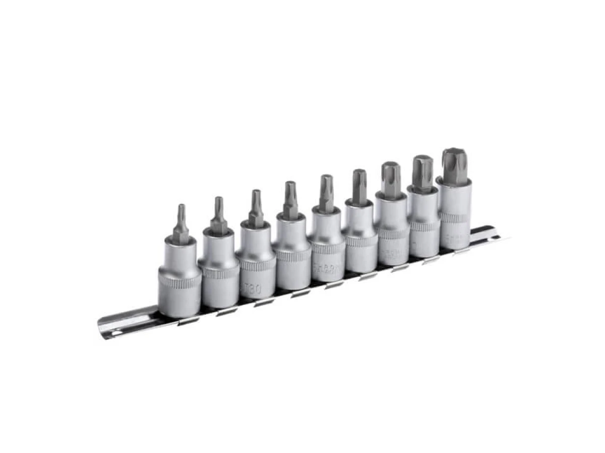 Набір TORX на планці, 1/2", Т20; 25; 30; 40; 45; 50; 55; 60; 70, 9 од. INTERTOOL HT-1849 