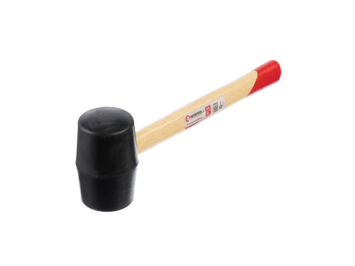 Киянка гумова 350 г, 50 мм, чорна гума, дерев'яна ручка HT-0236 