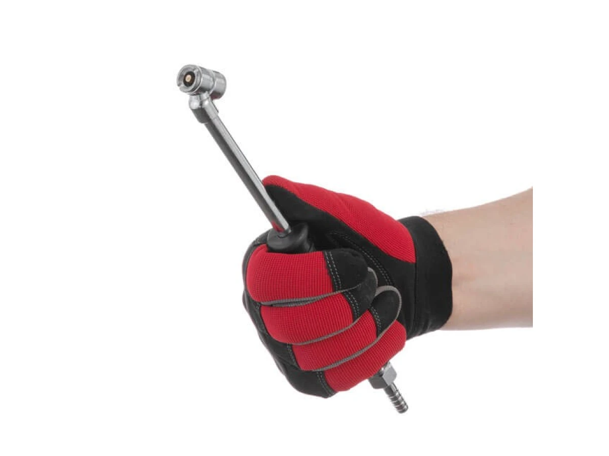 Подовжувач для накачування здвоєних та звичайних коліс двосторонній, з рукояткою та двома типами з'єднання (на шланг 8 мм і швидкороз'ємне з'єднання) INTERTOOL PT-0515 