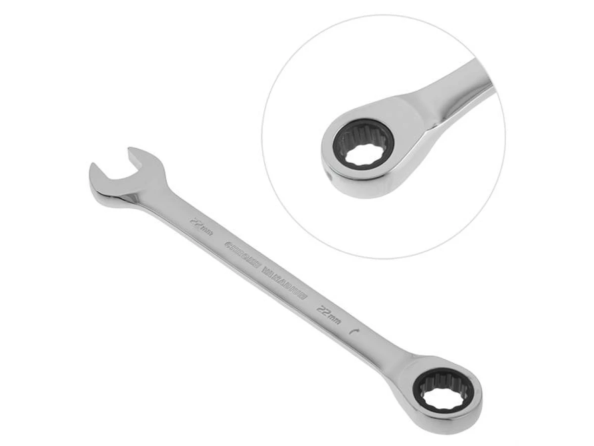 Ключ комбінований з тріскачкою 22 мм Cr-V PROF DIN3113 INTERTOOL XT-1362 