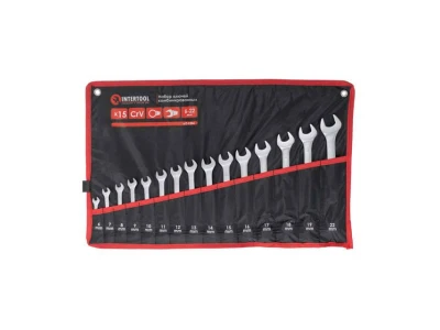 Набір ключів комбінованих 15 шт, 6-19, 22 мм CrV INTERTOOL HT-1204