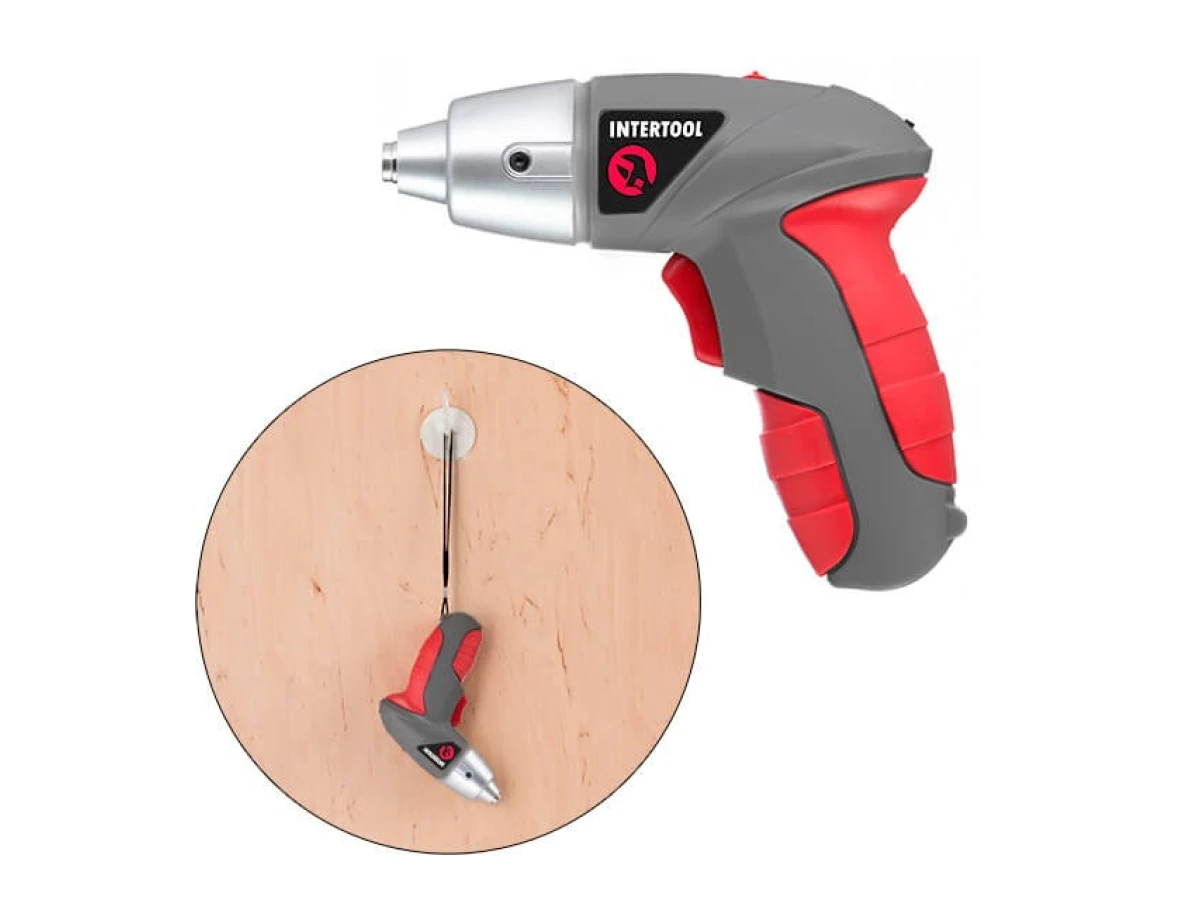 Отвертка аккумуляторная 3.6V, NiCd, кейс+насадки INTERTOOL DT-0301 