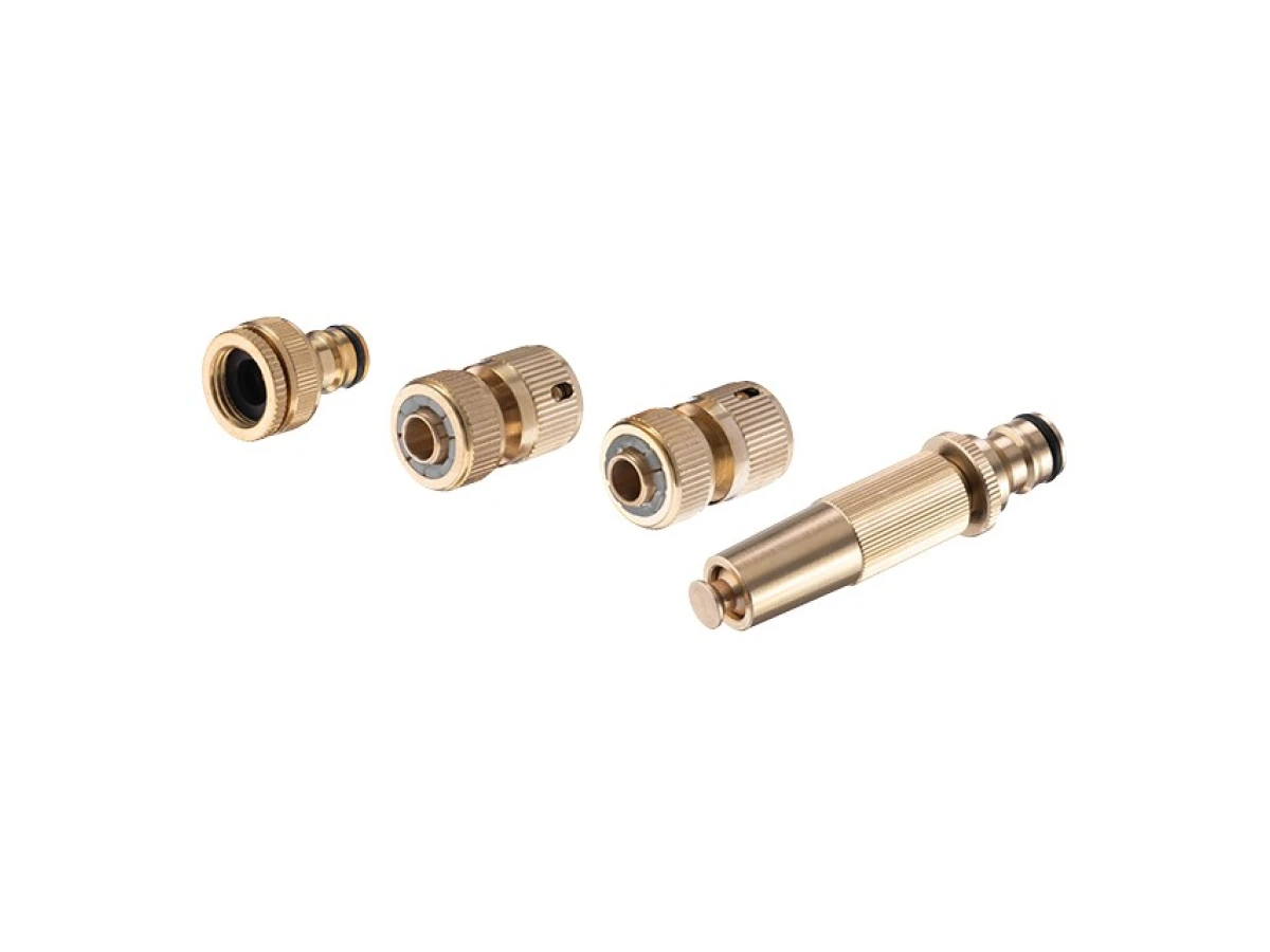 Комплект насадка латунная для полива 1/2", коннектор с аквастопом 1/2", коннектор 1/2", адаптер 1/2"и 3/4" STORM INTERTOOL GE-1426 