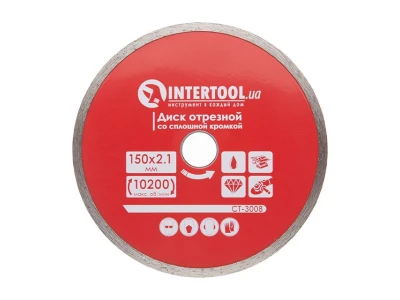 Диск відрізний алмазний по плитці, з суцільною крайкою, 150мм, 22-24% INTERTOOL CT-3008