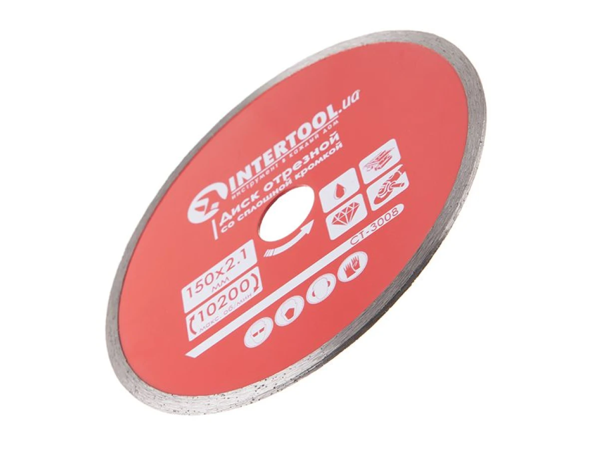 Диск відрізний алмазний по плитці, з суцільною крайкою, 150мм, 22-24% INTERTOOL CT-3008 