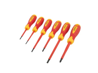 Набір ізольованих викруток 6 од VDE (SL0.4 * 2.5 * 75мм, SL0.8 * 4.0 * 100мм, SL1.0 * 5.5 * 125мм, PH0 * 60мм, PH1 * 80мм, PH2 * 100мм), STORM INTERTOOL VT-3606