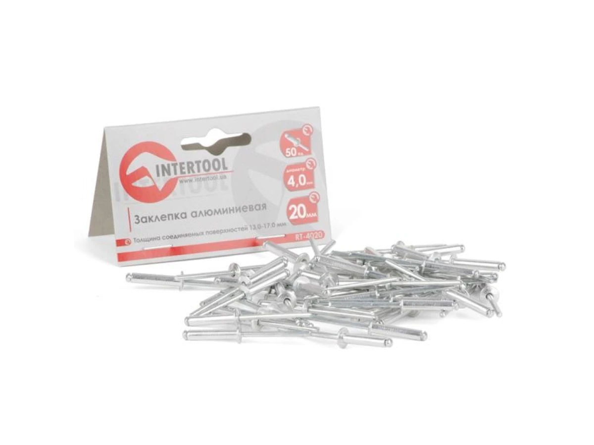 Заклепка алюминиевая 4,0x20 мм, упаковка 50 шт INTERTOOL RT-4020 