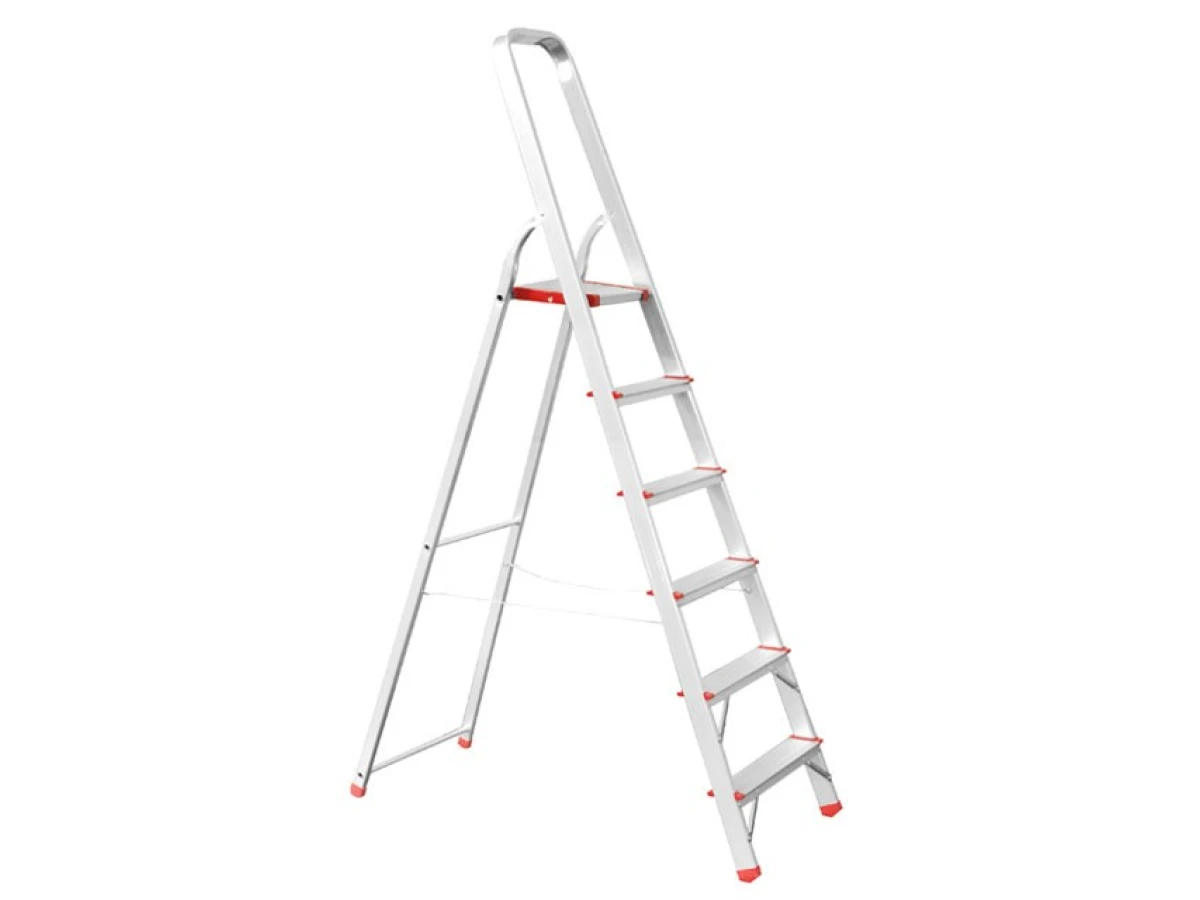 Стремянка алюминиевая 6 ступеней, высота до платформы 1280 мм INTERTOOL LT-1006 