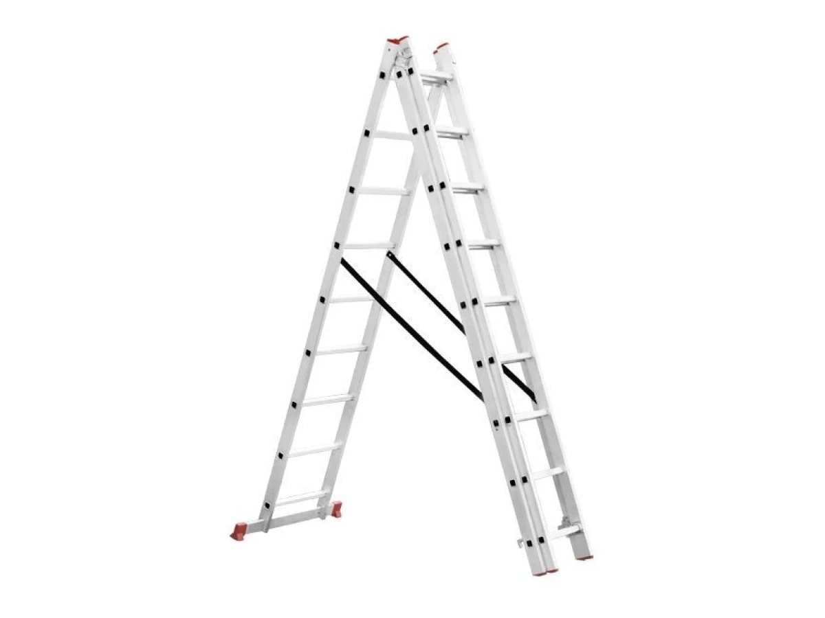 Лестница алюминиевая, 3-х секционная универсальная раскладная, 3*8 ступ., 5.09 м INTERTOOL LT-0308 