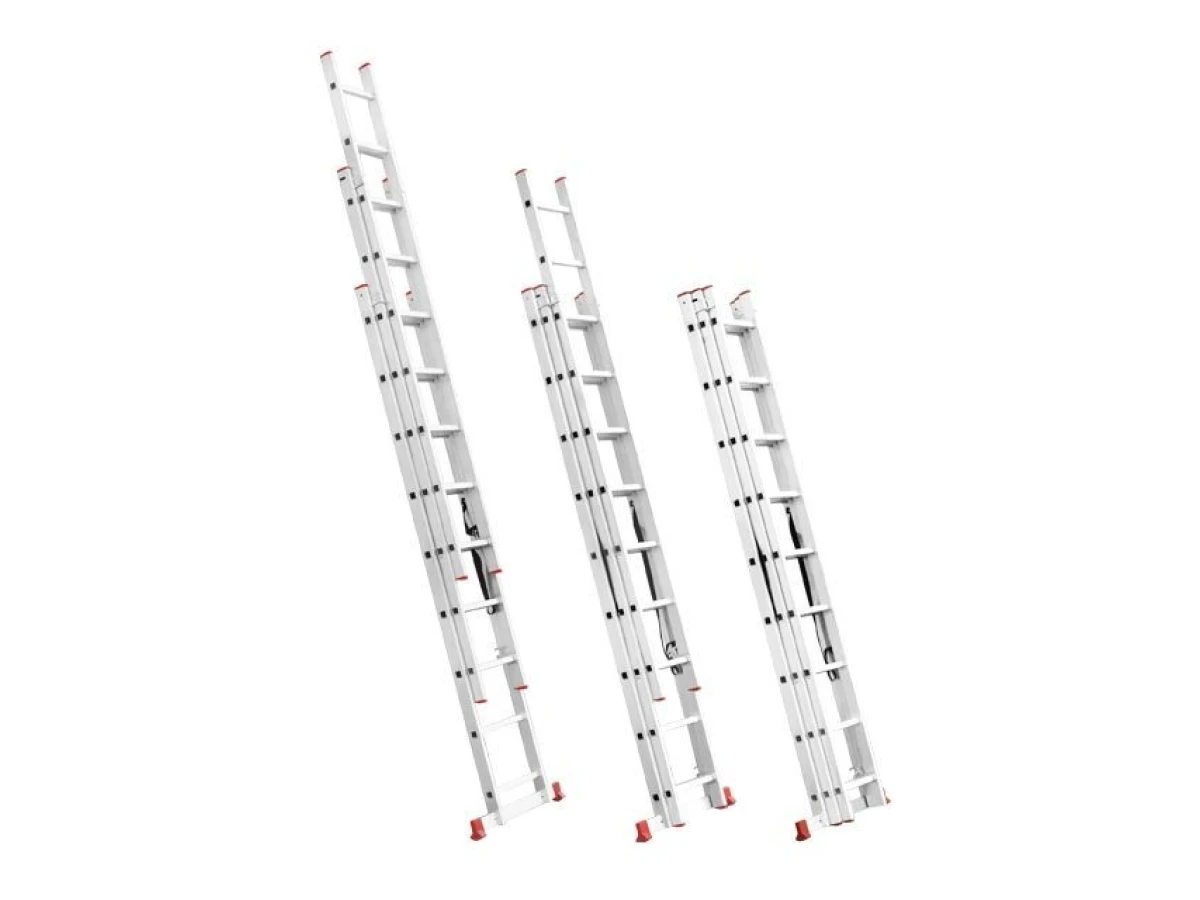 Лестница алюминиевая, 3-х секционная универсальная раскладная, 3*8 ступ., 5.09 м INTERTOOL LT-0308 