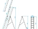 Лестница алюминиевая, 3-х секционная универсальная раскладная, 3*8 ступ., 5.09 м INTERTOOL LT-0308 