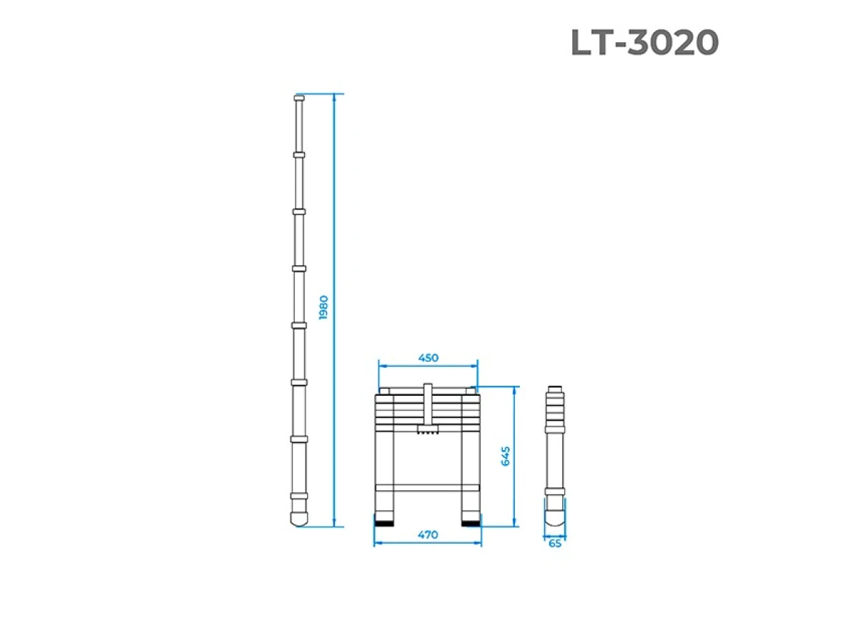 Лестница алюминиевая, телескопическая, 6 ступ., 1.98 м INTERTOOL LT-3020 