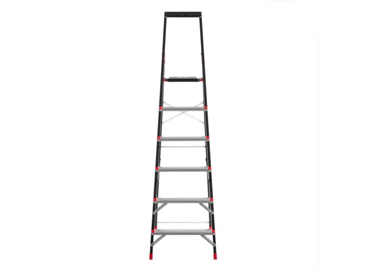 Стремянка 6 ступеней, лоток для инвентаря, стальной профиль, высота верхней ступени 1280 мм, 481*1138*1787 мм, 150 кг INTERTOOL LT-0056 